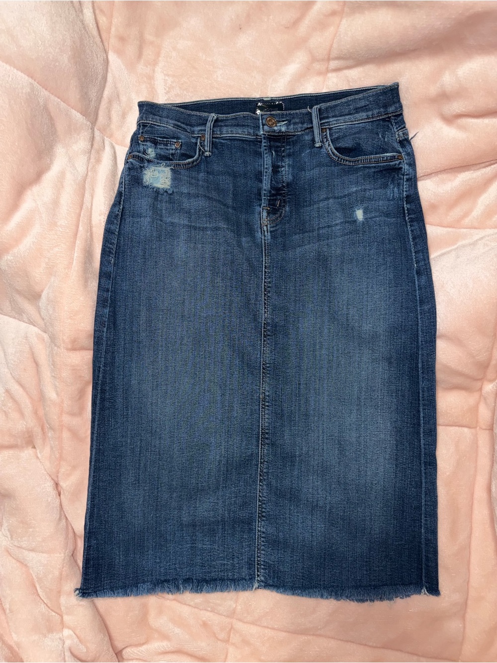 MOTHER The Easy A Denim Skirt-Ally Cut